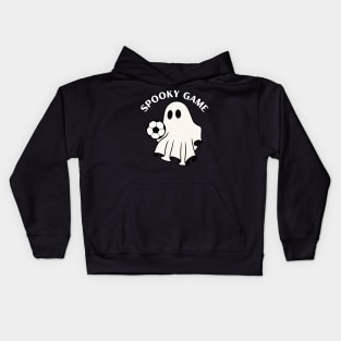 Spooky game, ghost playing footbal/soccer. Halloween Kids Hoodie